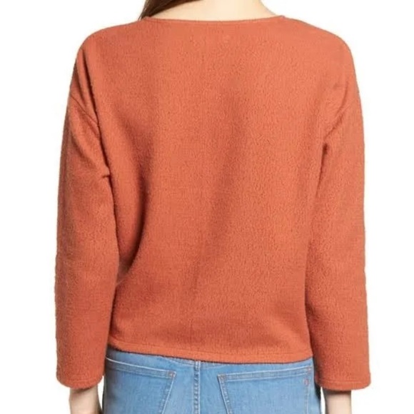 Madewell burnt orange 100% cotton textured tie front top - Picture 2 of 9